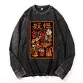 Yokai Vintage Cotton Wash Crewneck Long-Sleeve T-Shirt