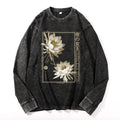 Daisy Flower Vintage Cotton Wash Crewneck Long-Sleeve T-Shirt