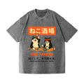 Drunken Cat Vintage Wash Japanese Design T-Shirt