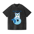 Mermaid cat Vintage Wash Japanese Design T-Shirt