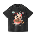 Ramen Cat Vintage Wash Japanese Design T-Shirt