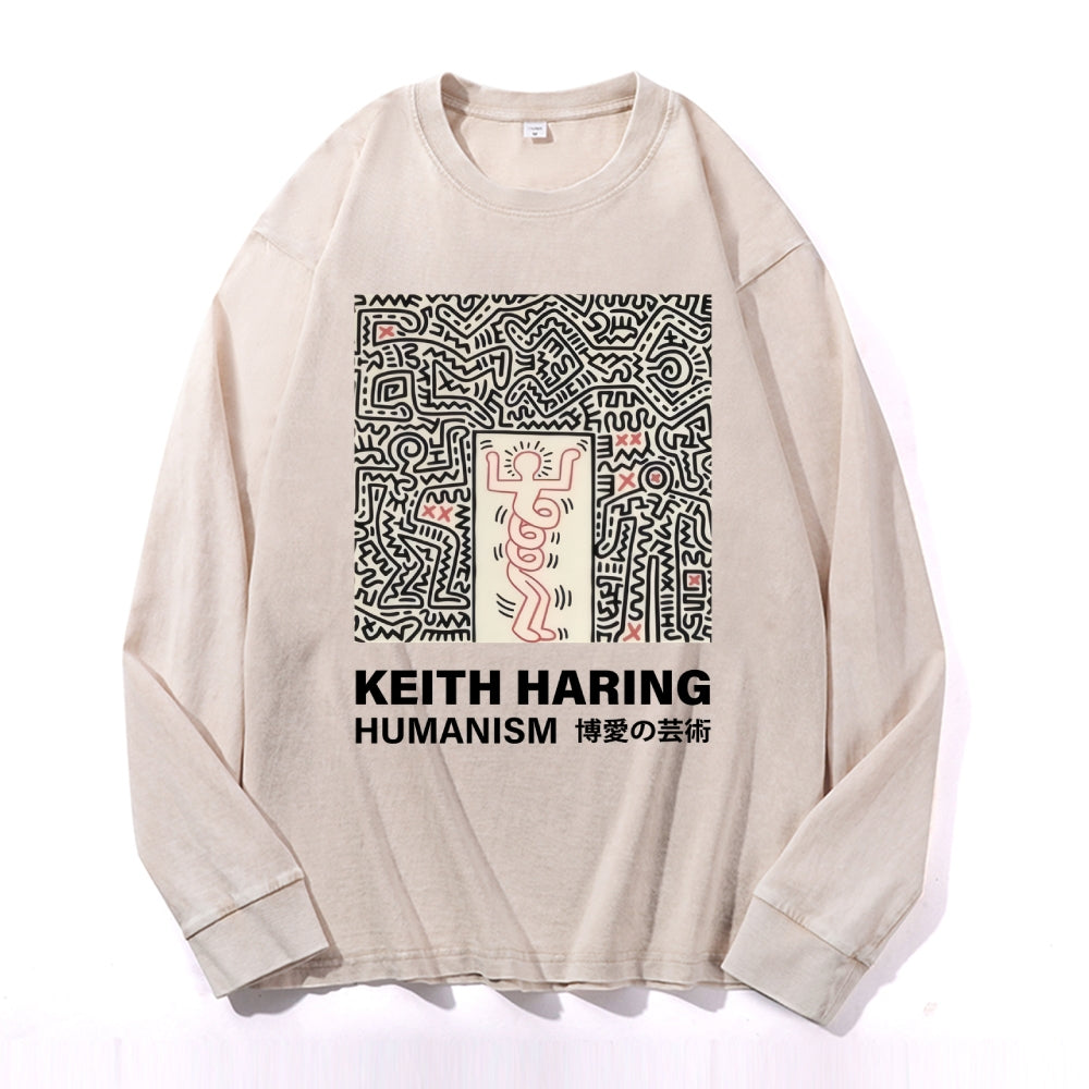 Keith Haring Vintage Cotton Wash Crewneck Long-Sleeve T-Shirt