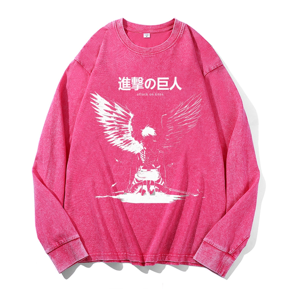 Titan Attack Vintage Cotton Wash Crewneck Long-Sleeve T-Shirt