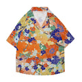 Orange Flower Japanese Style Camp Shirt
