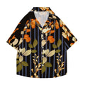 Flower Stripe Japanese Style Camp Shirt