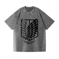 Scout Regiment Emblem Attack Titan Vintage Wash Japanese Design T-Shirt
