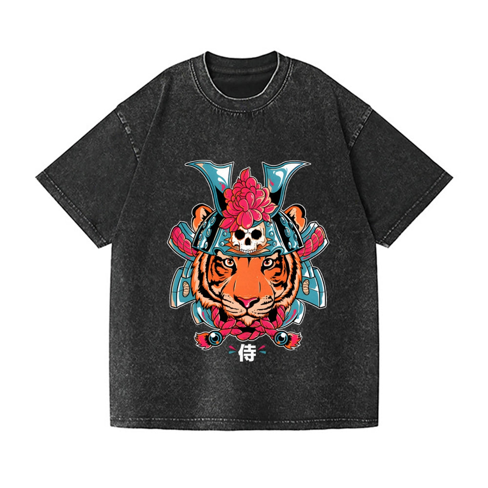 Tiger Samurai Vintage Wash Japanese Design T-Shirt