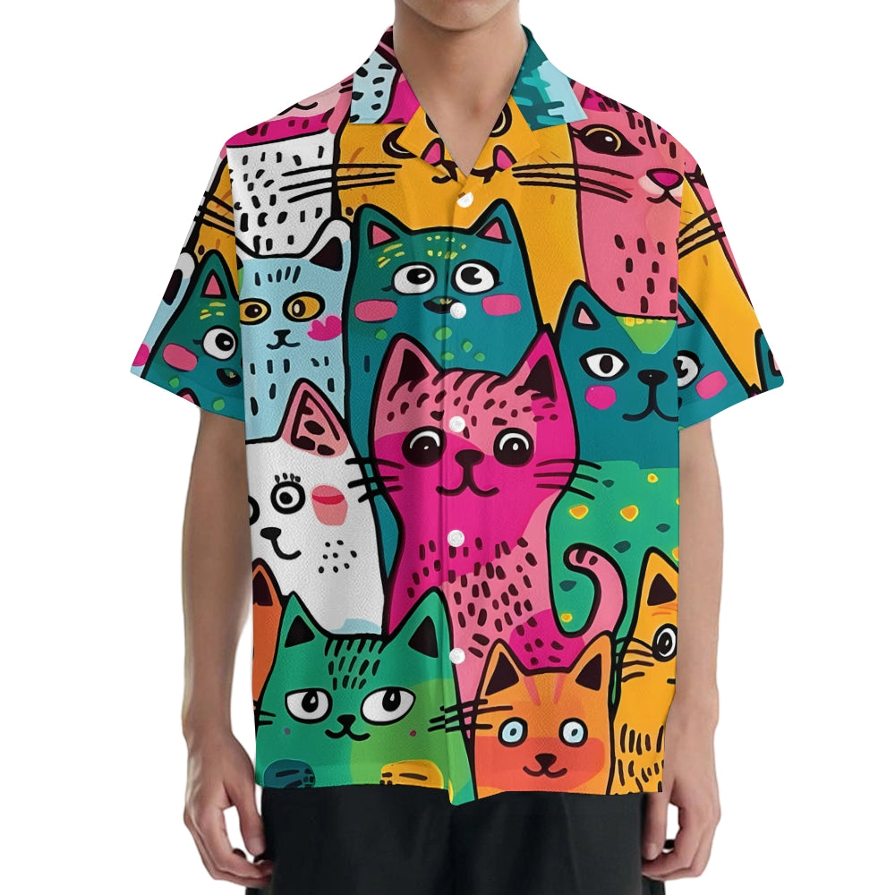 Colorful Cat Japanese Style Camp Shirt