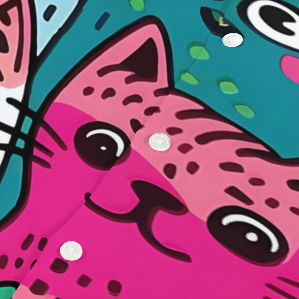 Colorful Cat Japanese Style Camp Shirt