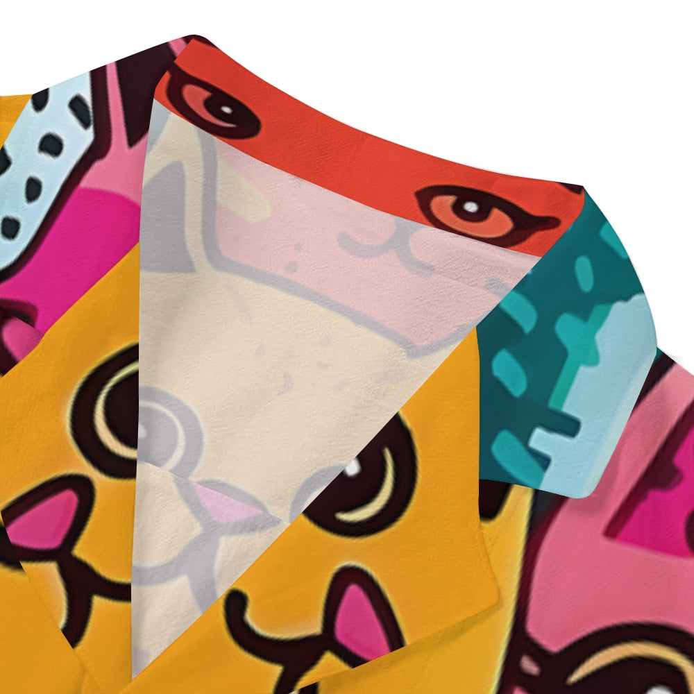 Colorful Cat Japanese Style Camp Shirt
