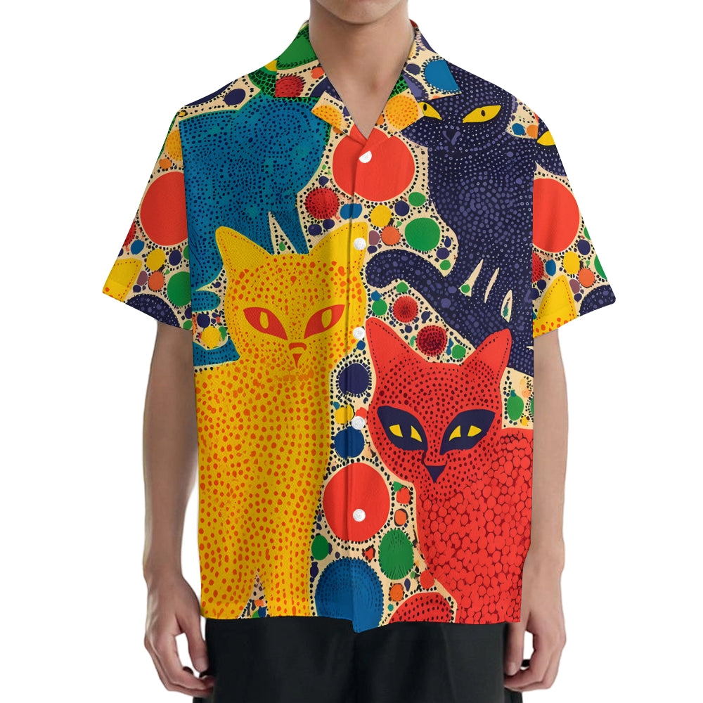 Yayoi Kusama Cat Japanese Style Camp Shirt