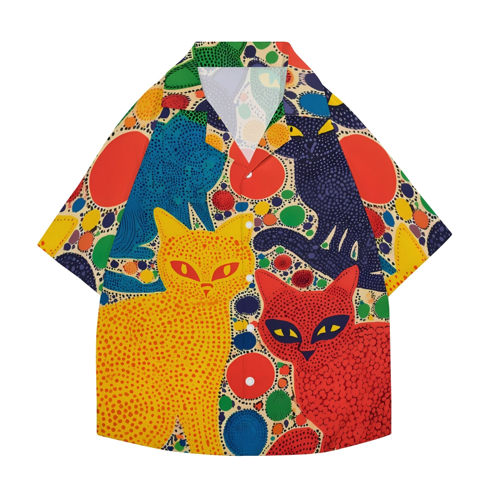 Yayoi Kusama Cat Japanese Style Camp Shirt