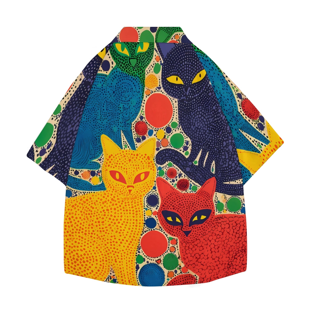 Yayoi Kusama Cat Japanese Style Camp Shirt