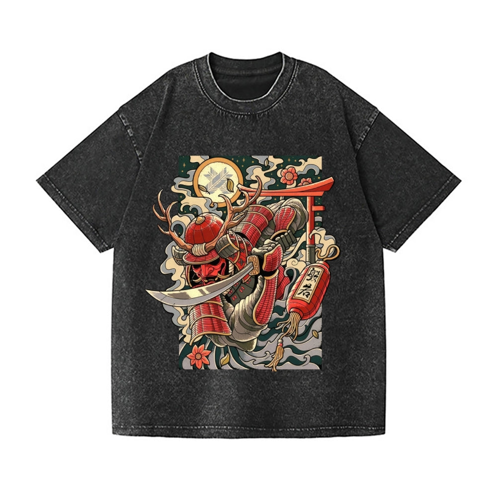 Samurai Vintage Wash Japanese Design T-Shirt