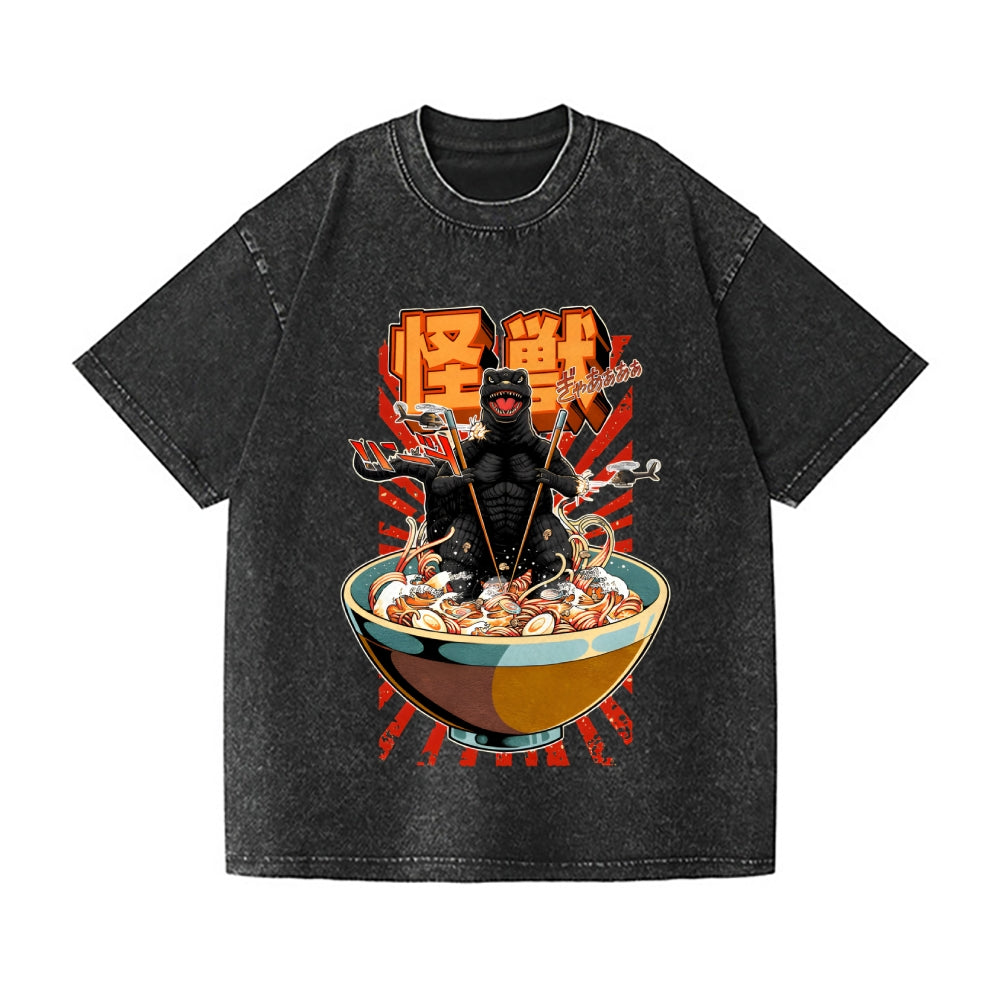 Monster kaiju Vintage Wash Japanese Design T-Shirt