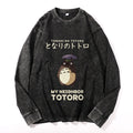 Ghibli Totoro Vintage Cotton Wash Crewneck Long-Sleeve T-Shirt