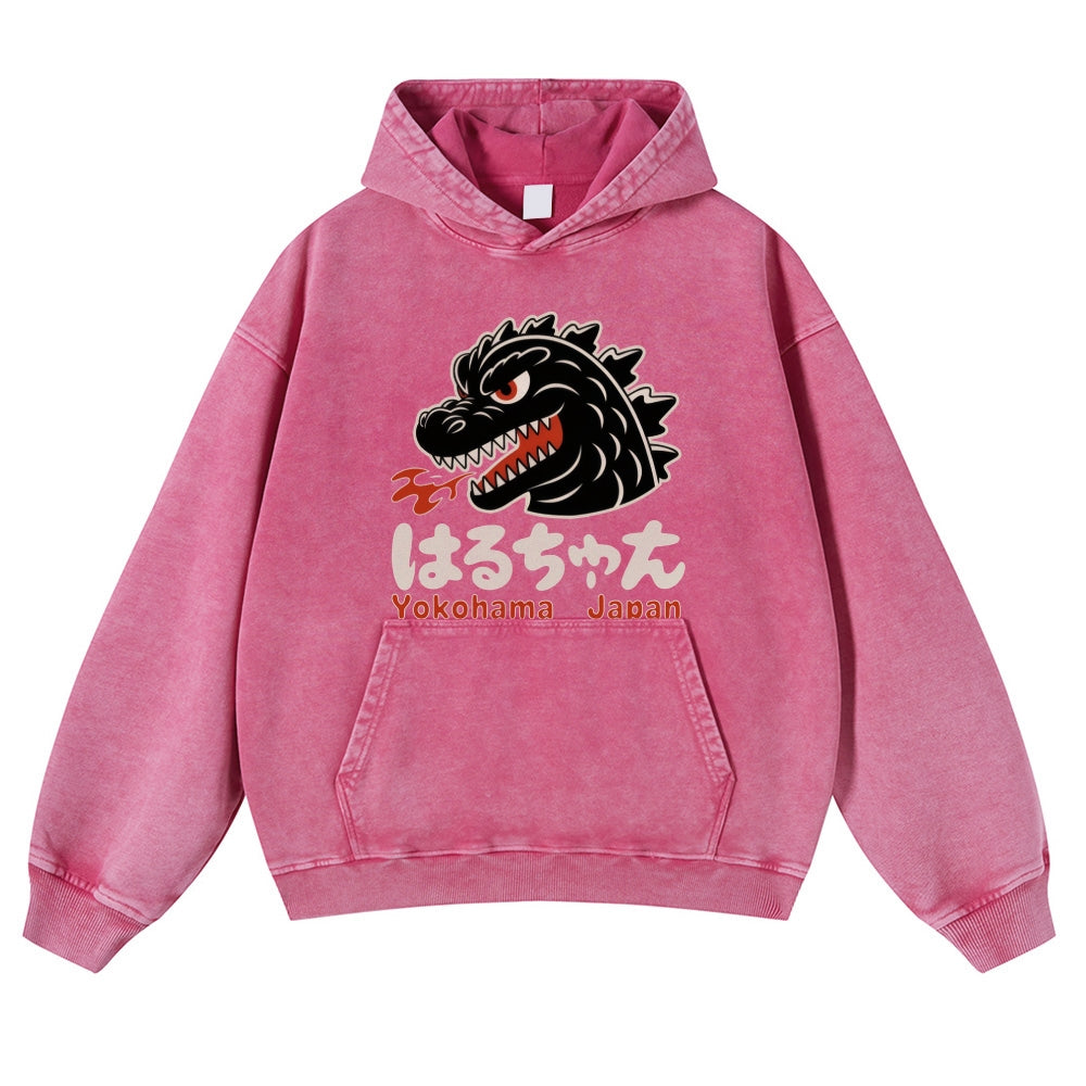 Yokohama Kaiju Vintage Washed Thick Cotton Hoodie