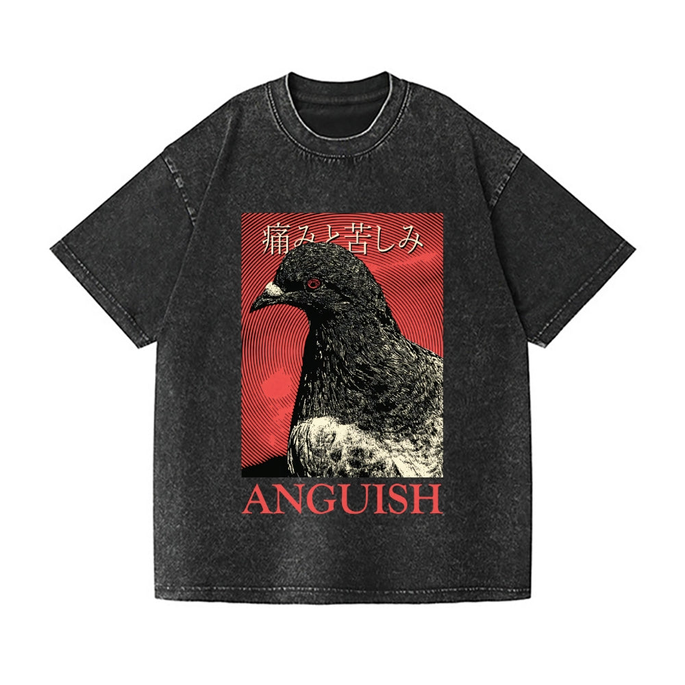Anguish Pigeon Vintage Wash Japanese Design T-Shirt