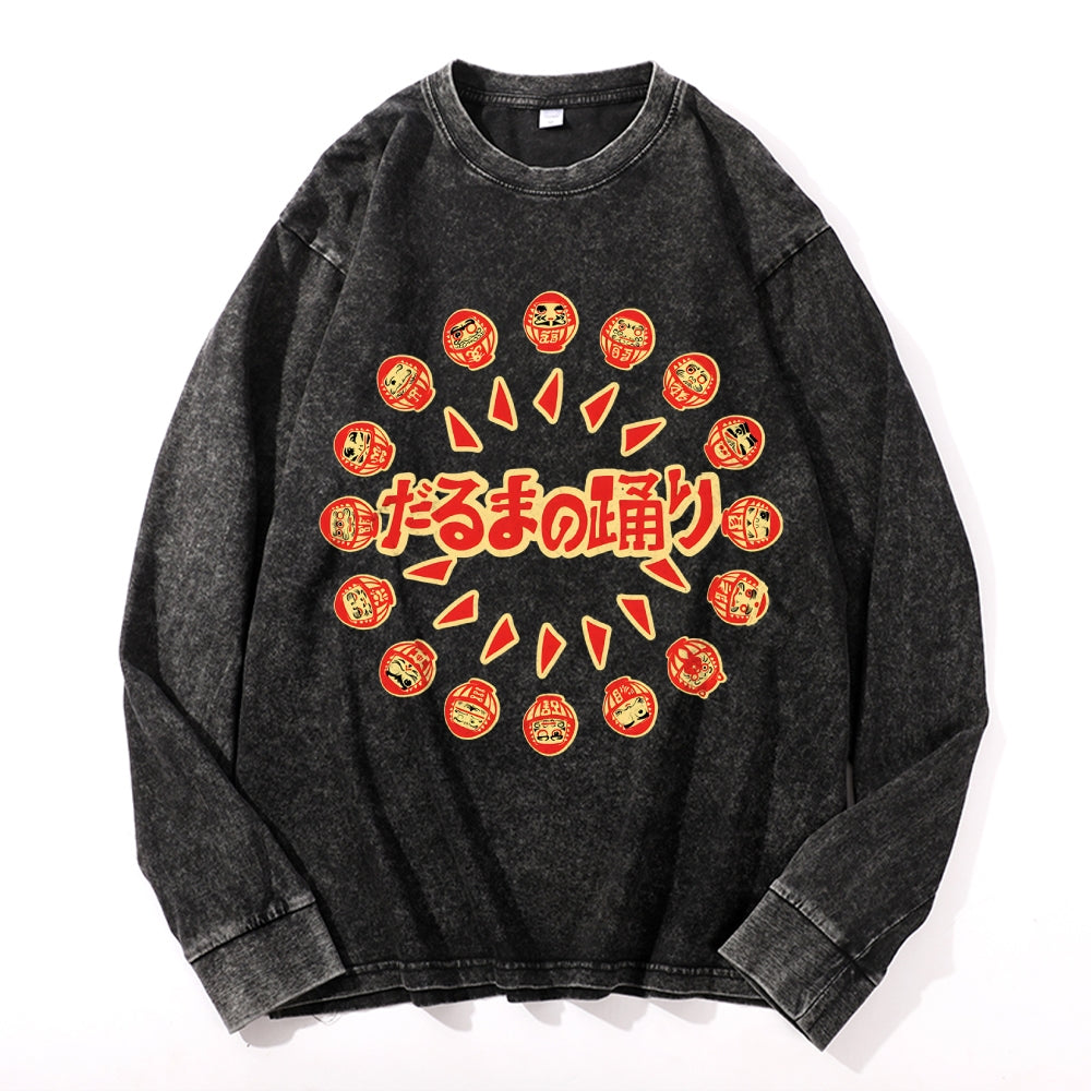 Darma Dance Vintage Cotton Wash Crewneck Long-Sleeve T-Shirt