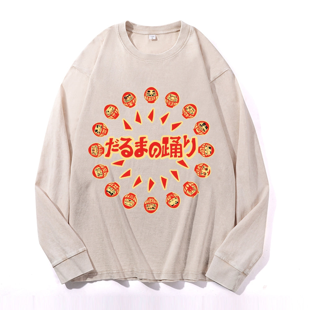 Darma Dance Vintage Cotton Wash Crewneck Long-Sleeve T-Shirt
