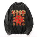 Daruma tribe Vintage Cotton Wash Crewneck Long-Sleeve T-Shirt