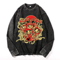 Daruma Soup Vintage Cotton Wash Crewneck Long-Sleeve T-Shirt