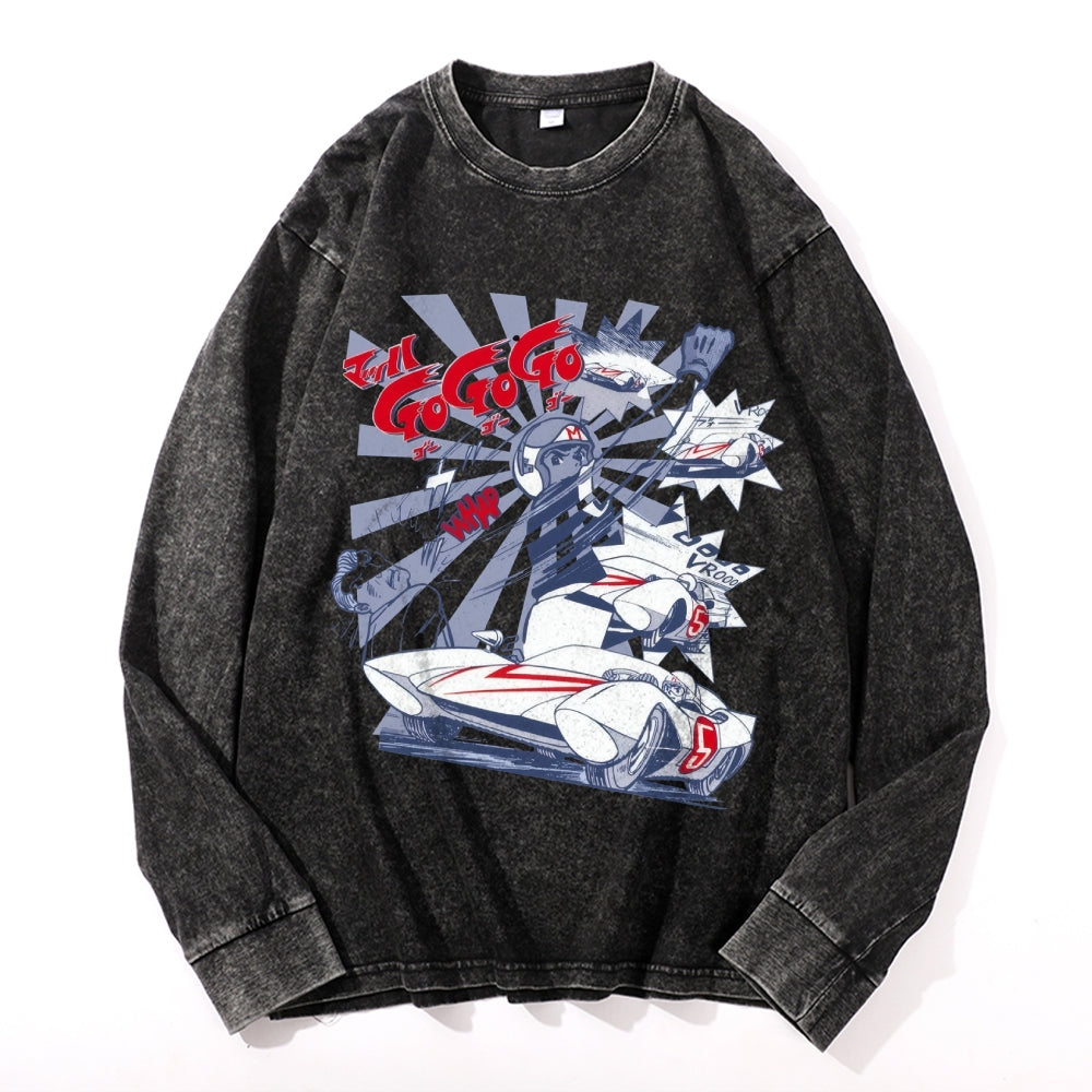 Speed Racer Vintage Cotton Wash Crewneck Long-Sleeve T-Shirt