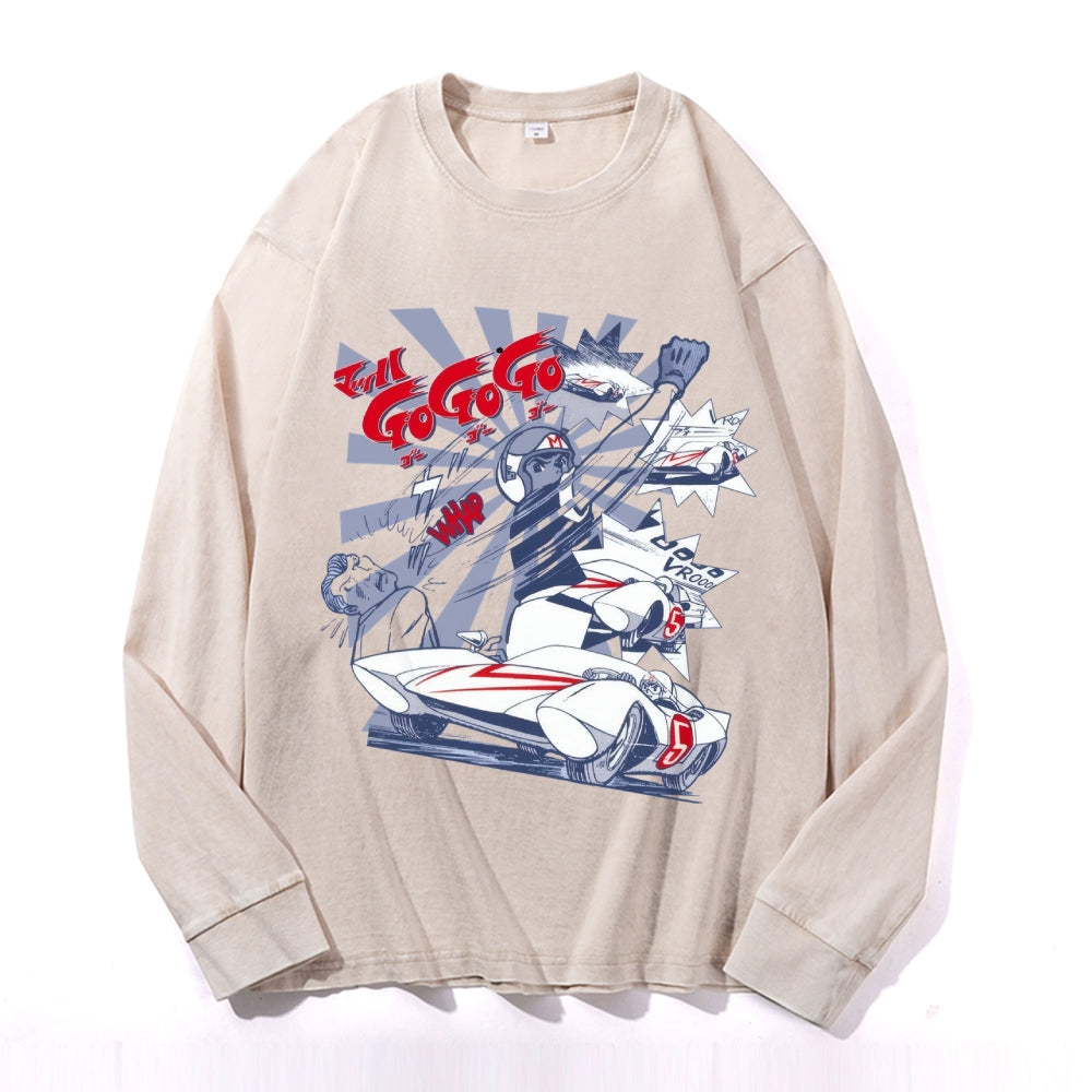 Speed Racer Vintage Cotton Wash Crewneck Long-Sleeve T-Shirt