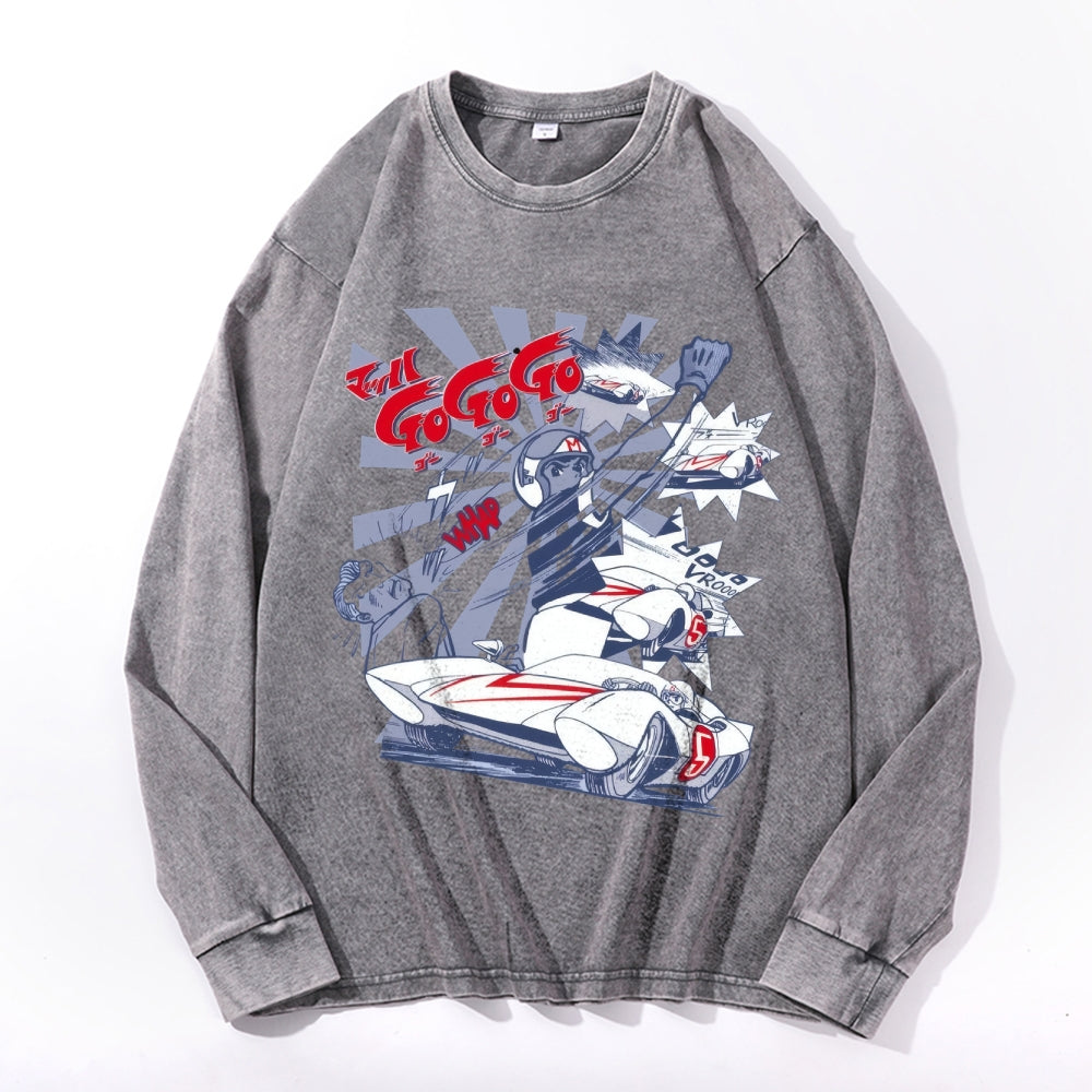 Speed Racer Vintage Cotton Wash Crewneck Long-Sleeve T-Shirt