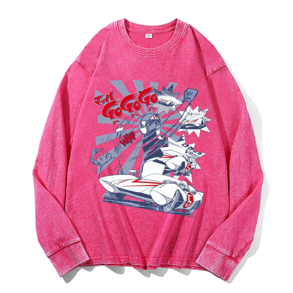 Speed Racer Vintage Cotton Wash Crewneck Long-Sleeve T-Shirt