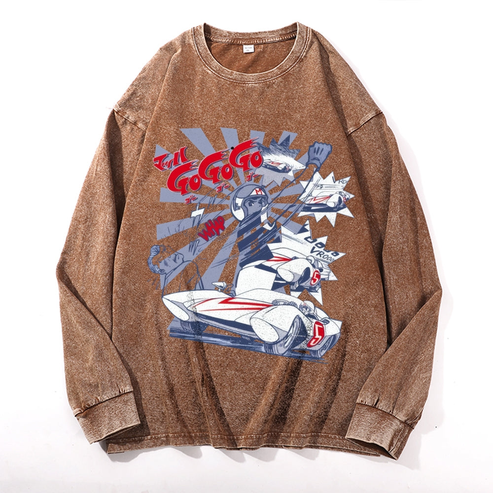 Speed Racer Vintage Cotton Wash Crewneck Long-Sleeve T-Shirt
