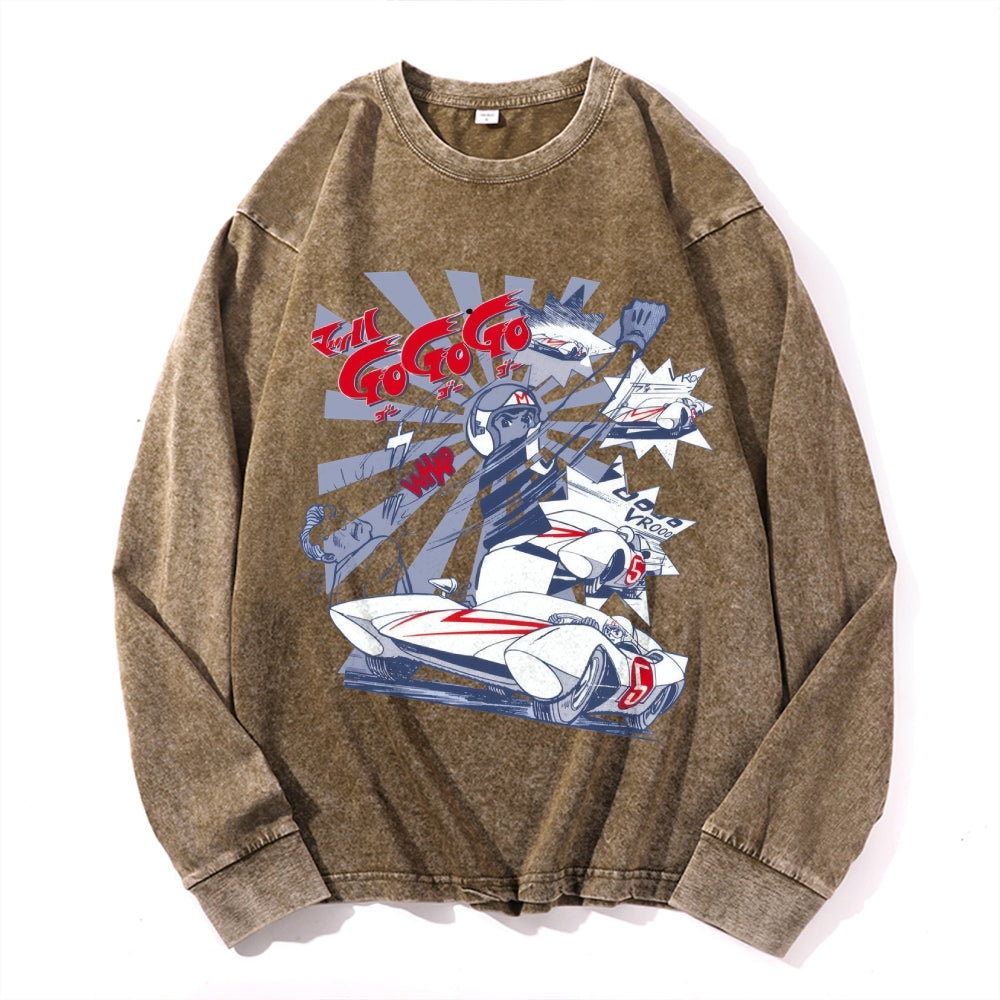 Speed Racer Vintage Cotton Wash Crewneck Long-Sleeve T-Shirt