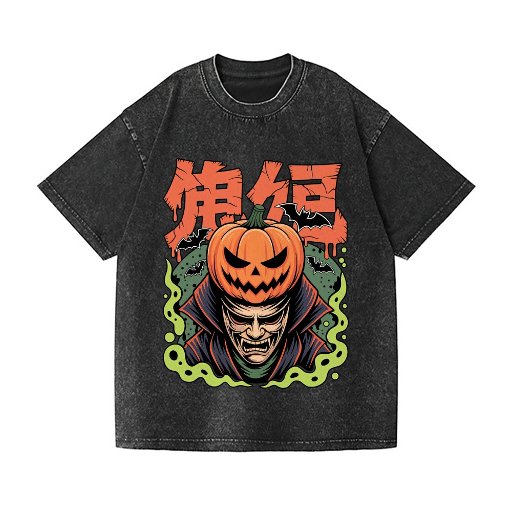 Halloween Skeleton Vintage Wash Japanese Design T-Shirt