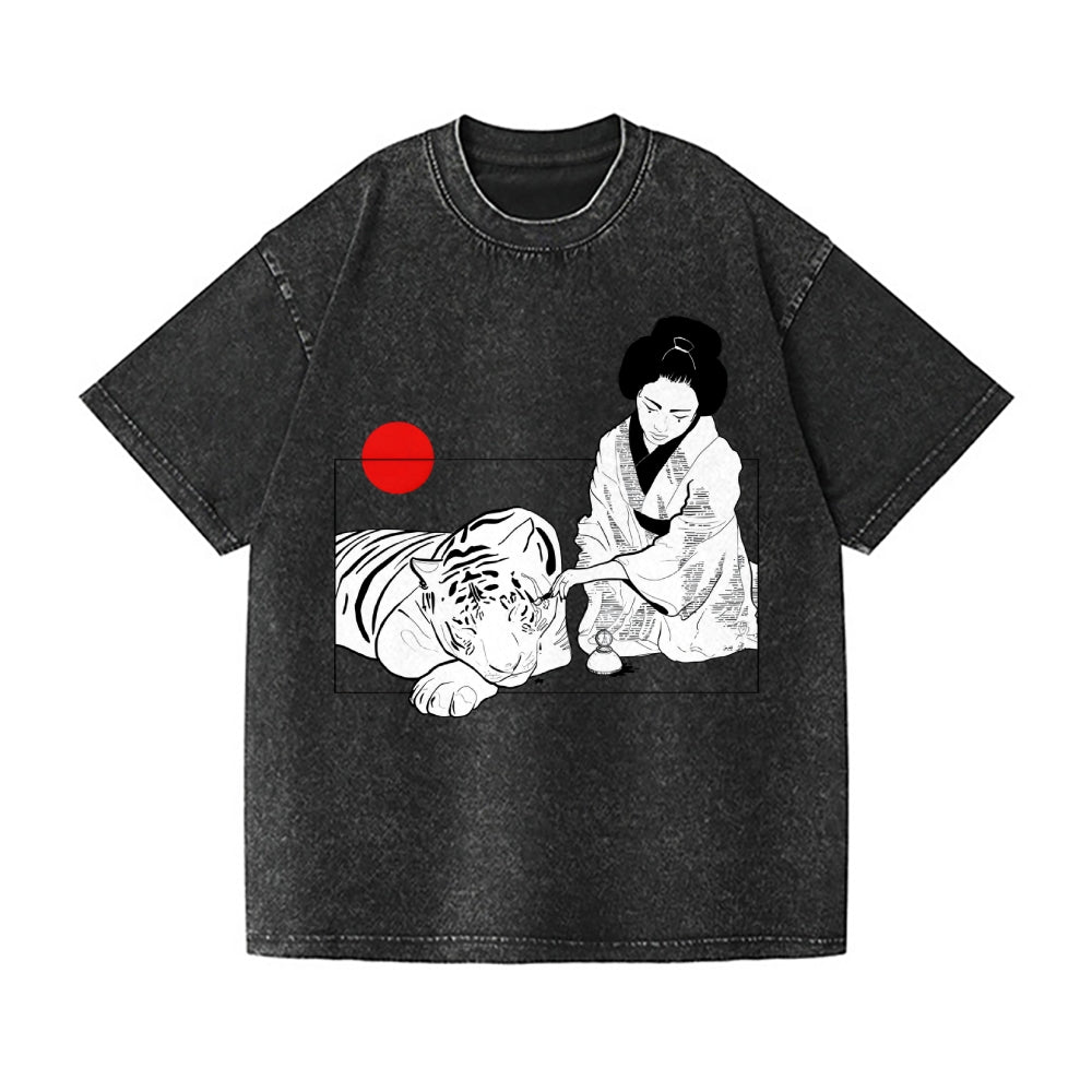 Tiger Vintage Wash Japanese Design T-Shirt