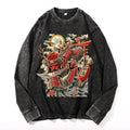 Samurai Vintage Cotton Wash Crewneck Long-Sleeve T-Shirt
