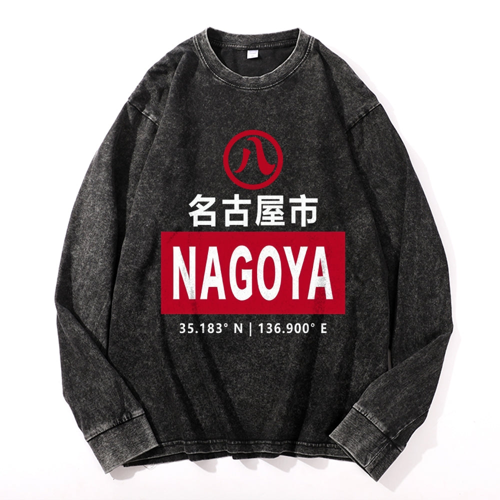Nagoya Vintage Cotton Wash Crewneck Long-Sleeve T-Shirt
