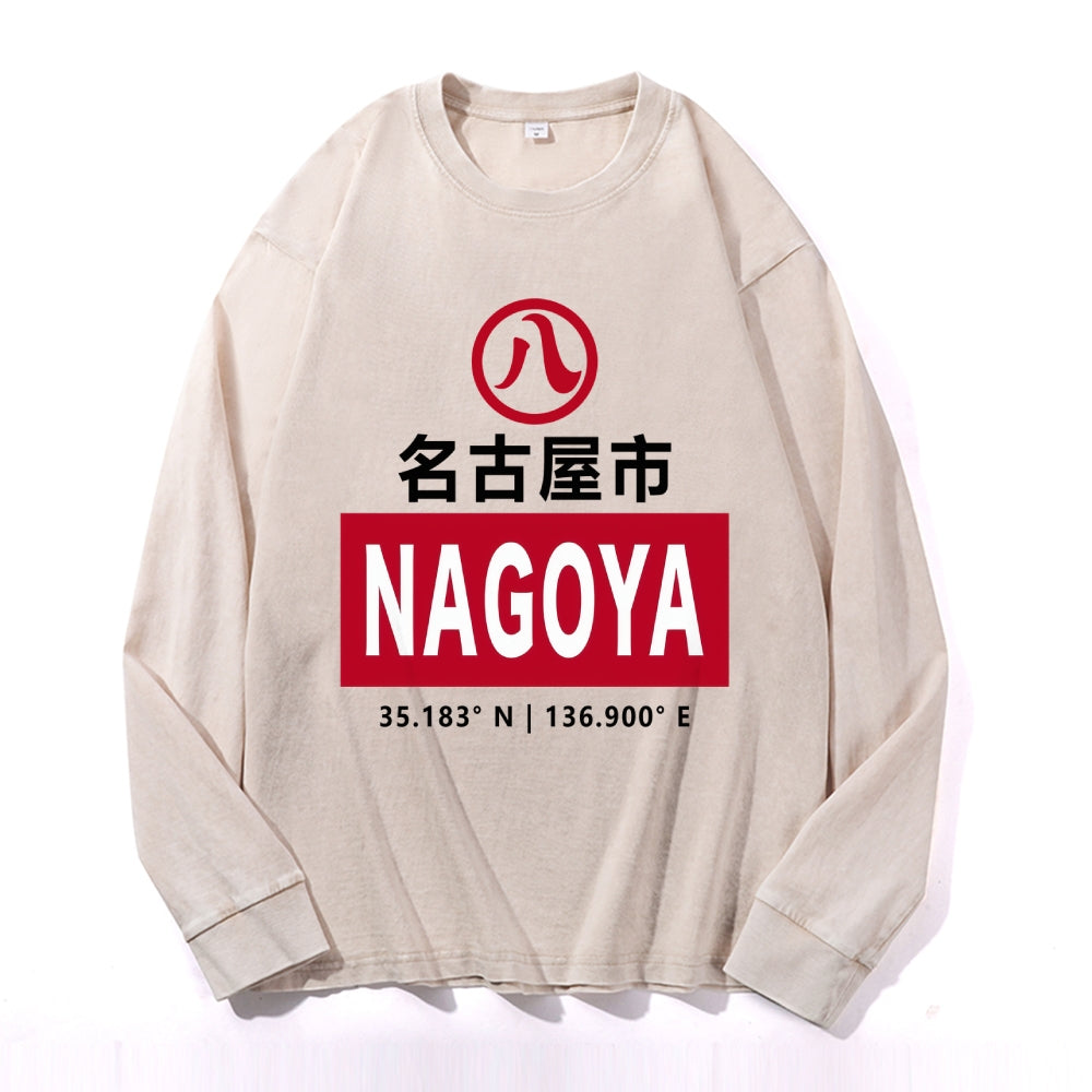 Nagoya Vintage Cotton Wash Crewneck Long-Sleeve T-Shirt