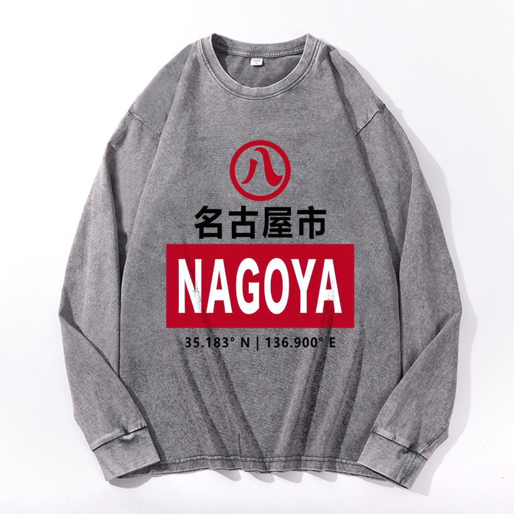 Nagoya Vintage Cotton Wash Crewneck Long-Sleeve T-Shirt