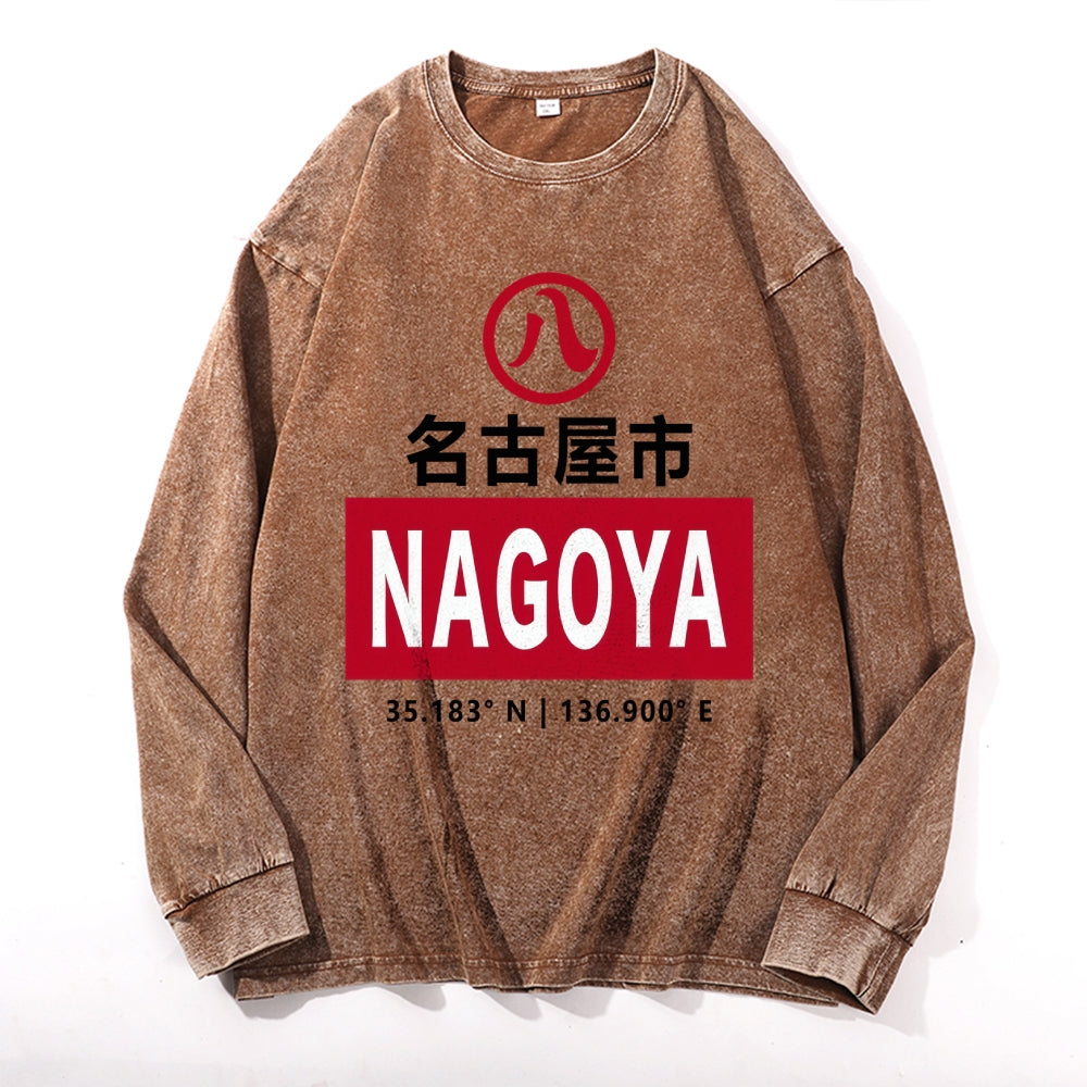 Nagoya Vintage Cotton Wash Crewneck Long-Sleeve T-Shirt