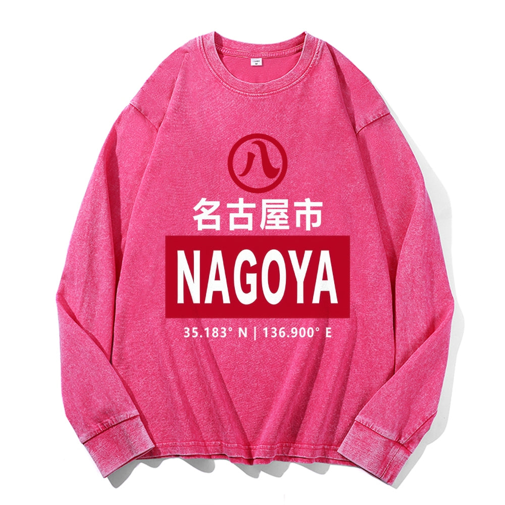 Nagoya Vintage Cotton Wash Crewneck Long-Sleeve T-Shirt