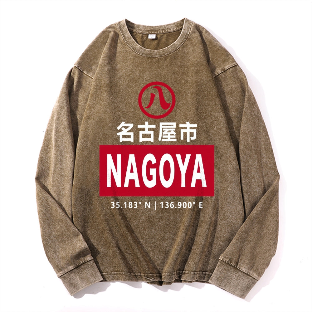Nagoya Vintage Cotton Wash Crewneck Long-Sleeve T-Shirt