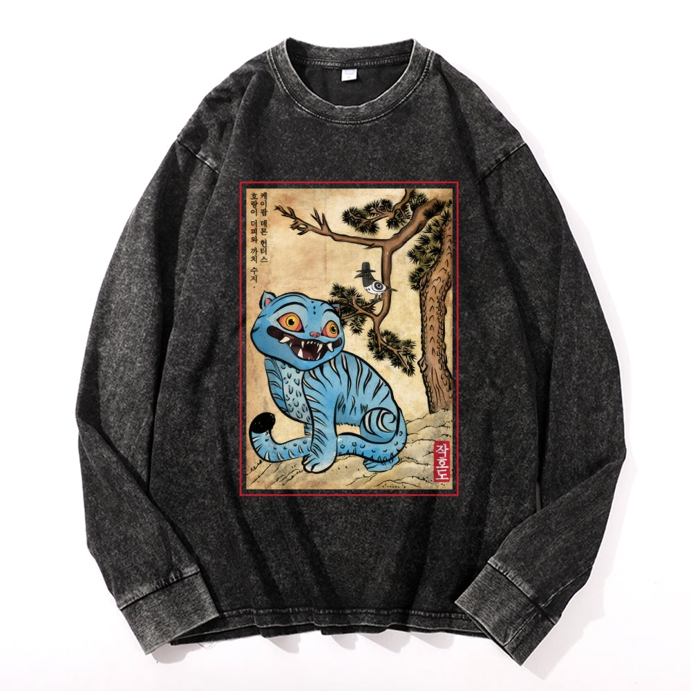 KPop Demon Hunters Vintage Cotton Wash Crewneck Long-Sleeve T-Shirt