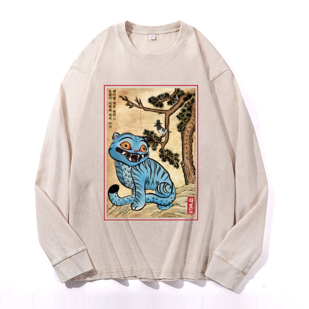 KPop Demon Hunters Vintage Cotton Wash Crewneck Long-Sleeve T-Shirt