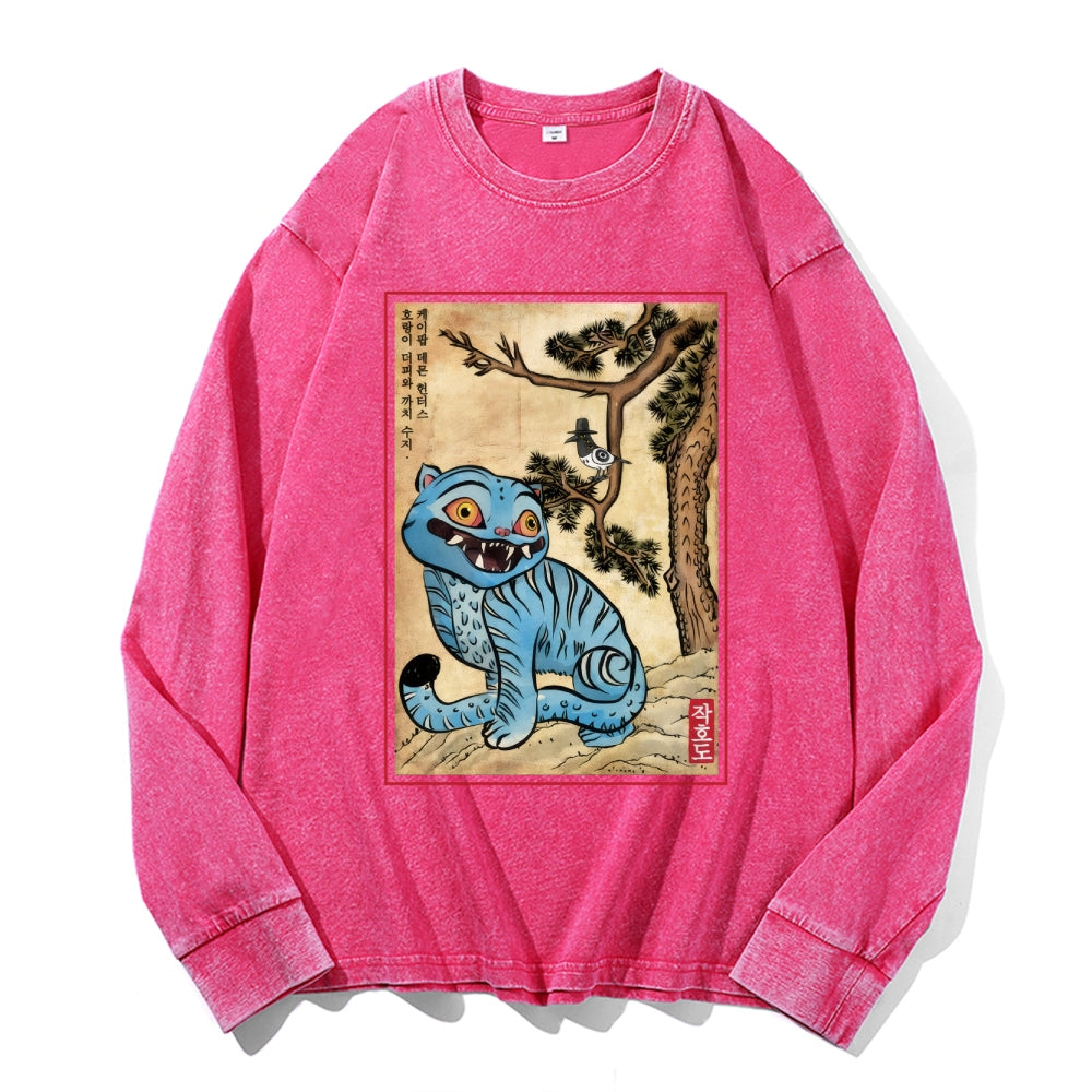 KPop Demon Hunters Vintage Cotton Wash Crewneck Long-Sleeve T-Shirt