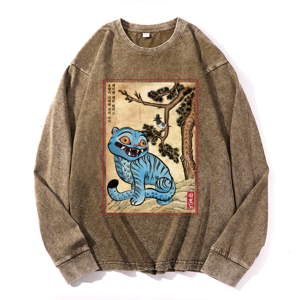 KPop Demon Hunters Vintage Cotton Wash Crewneck Long-Sleeve T-Shirt