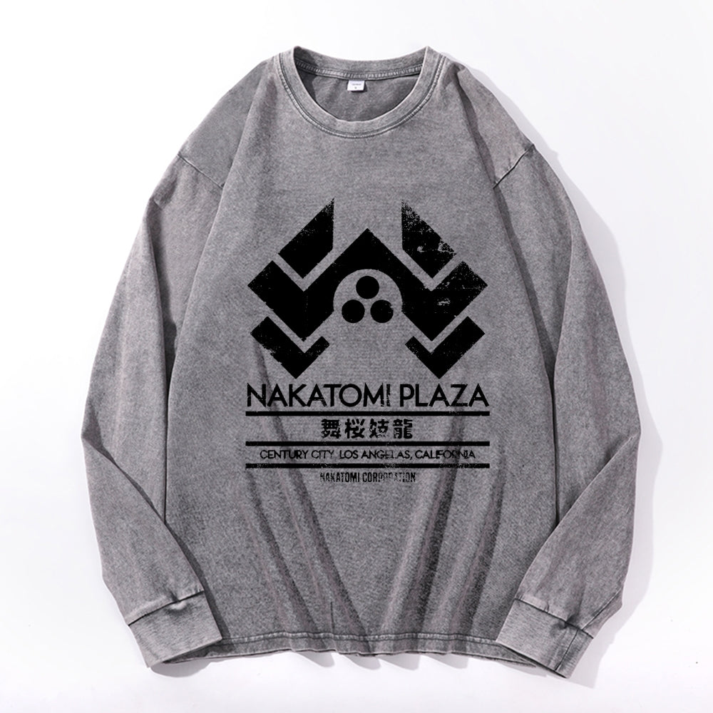 Nakatomi Plaza Christmas Party 1988 Vintage Cotton Wash Crewneck Long-Sleeve T-Shirt
