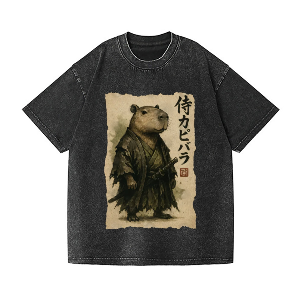 Capybara Ronin Vintage Wash Japanese Design T-Shirt