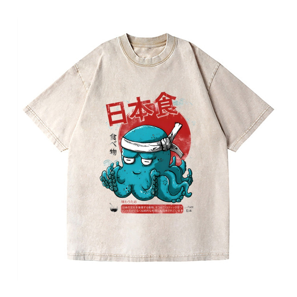 Octopus Vintage Wash Japanese Design T-Shirt