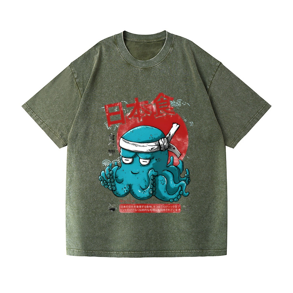 Octopus Vintage Wash Japanese Design T-Shirt