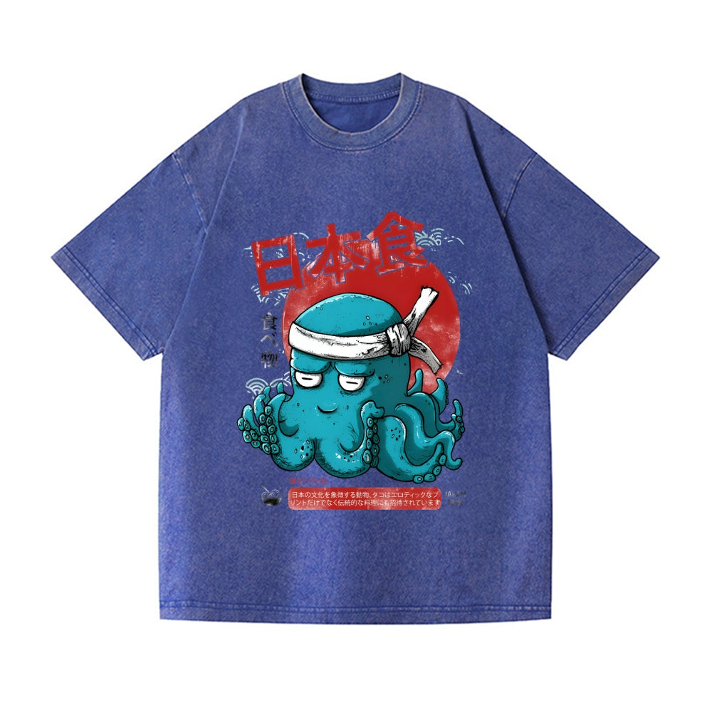Octopus Vintage Wash Japanese Design T-Shirt